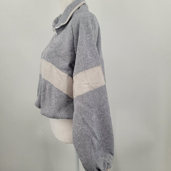 PINK Victoria's Secret Half Zip Sweater Knit Cropped Pullover Sweatshirt  Gray - Picture 7 of 12